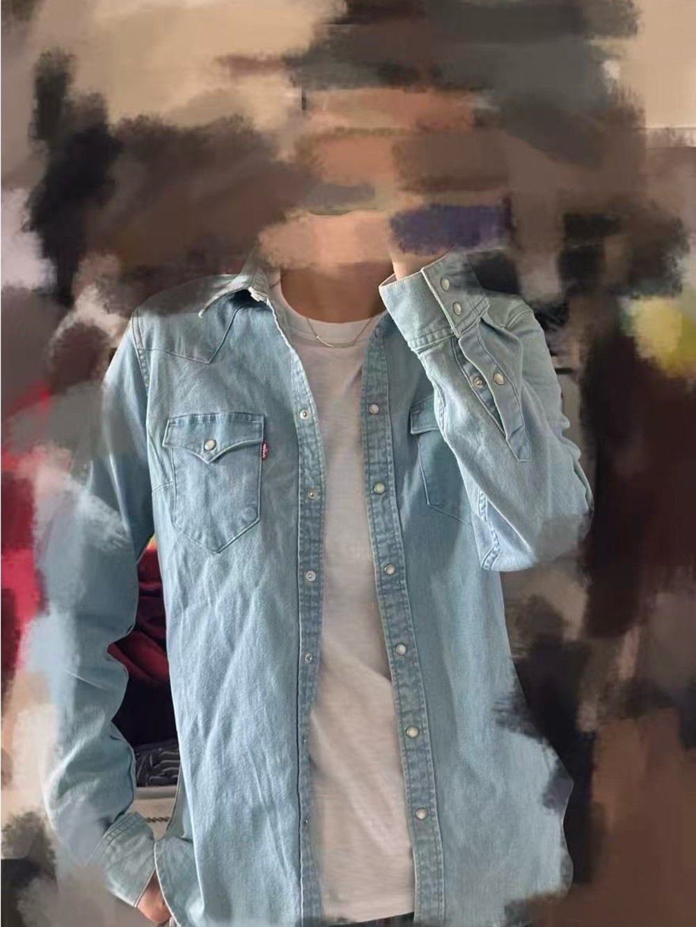 Levi's Light Blue Denim Snap-Front Shirt
